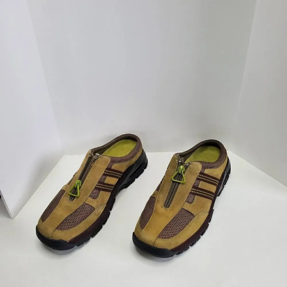 Cole Haan Womens Casual Shoes Green Suede Mules Zip Shoes Size 7.5B Waterproof
